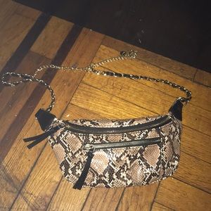 Express snakeskin fanny pack